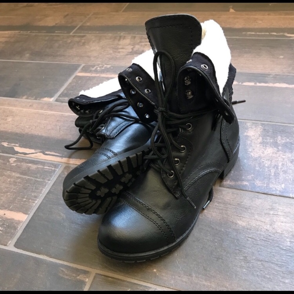 Black combat boots